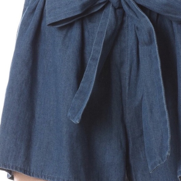 Denim blue Paperbag shorts with tie small medium large NWT New - Picture 4 of 10